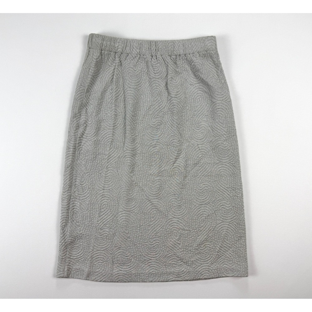 St John Pencil Skirt Womens 2 Silver/Gray Textured Knit Made in USA #3064